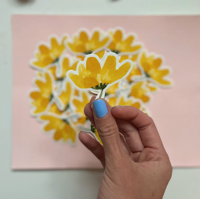 Big Yellow Flower Vinyl Sticker