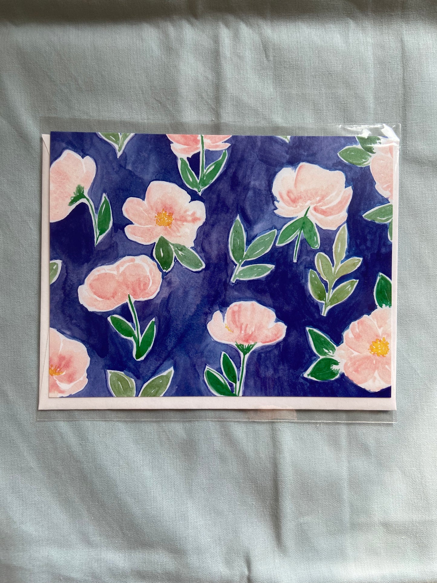 Peonies in Navy Card